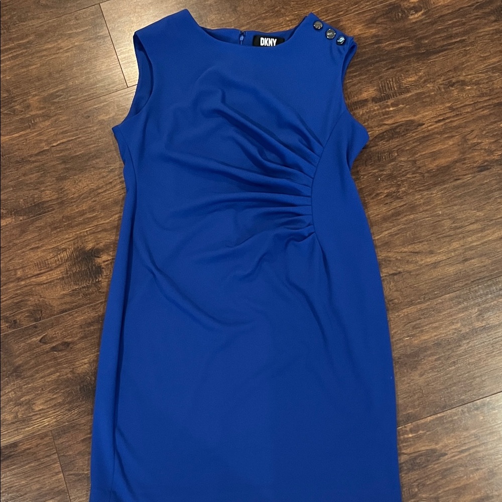 DKNY Cobalt Blue Mini Dress with Shoulder Buttons
